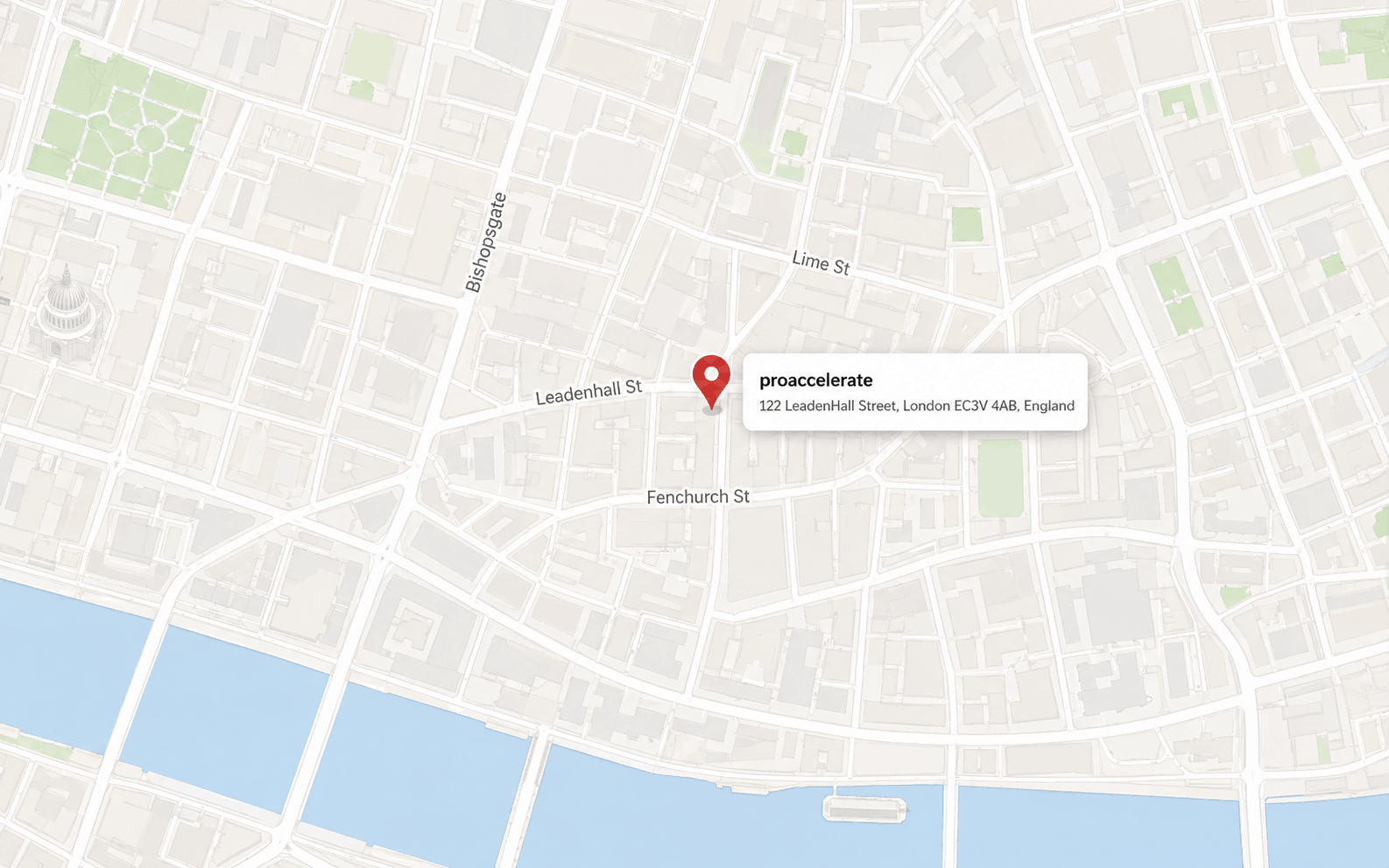 Map screenshot style location image for proaccelerate in London
